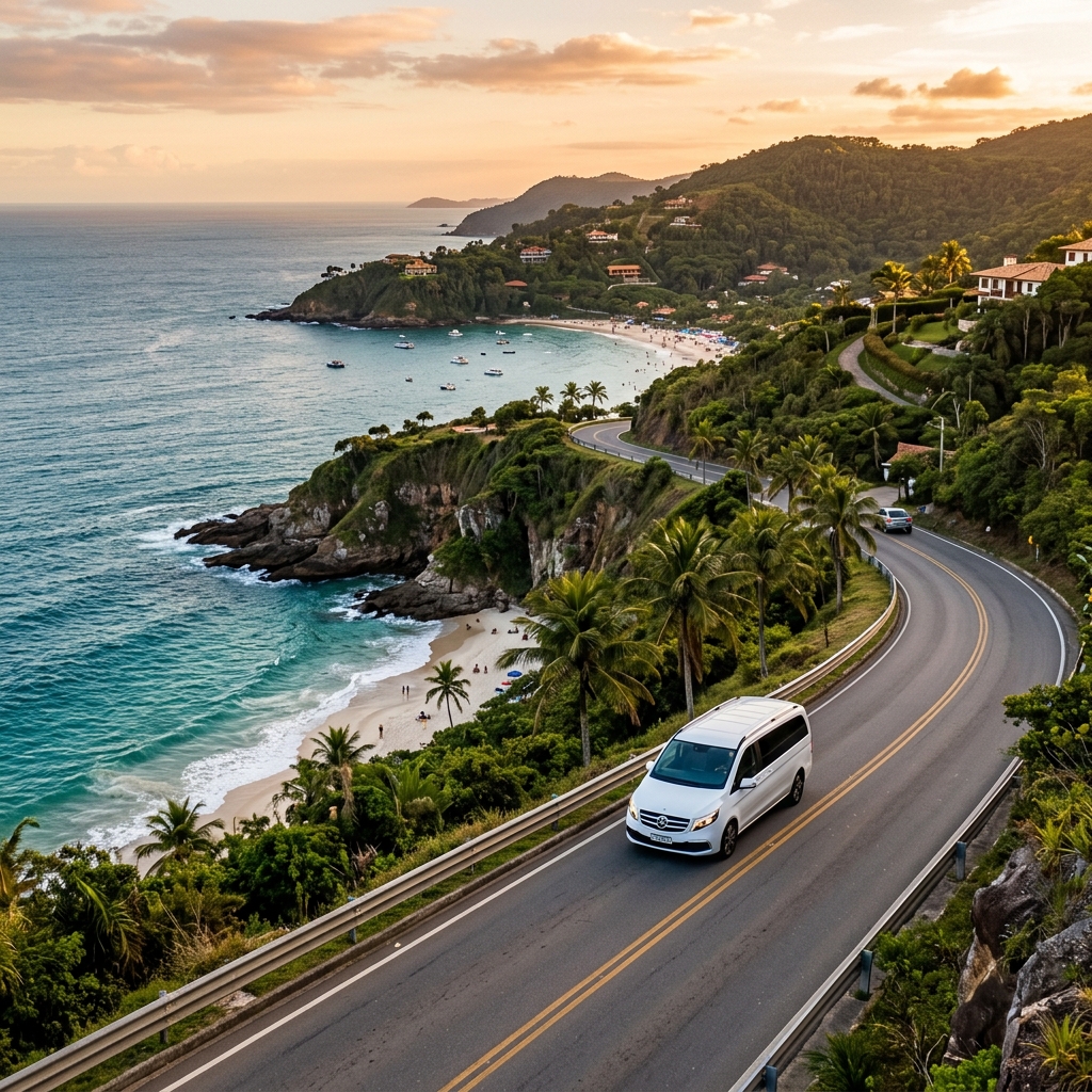 Estrada litorânea do Rio de Janeiro para viagem regional